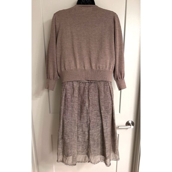 NWT Jones New York Dress Women’s Brown 2 PC Dress Cardigan Sz 10 - Picture 4 of 16